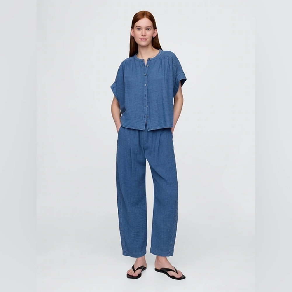 GAP Cotton Gauze Denim Easy Barrel Pants